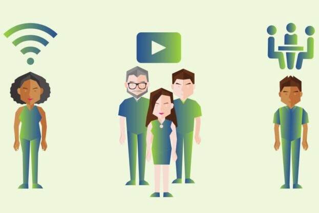 Personen lopen een route en doen zo de Zelfscan 21st century skills