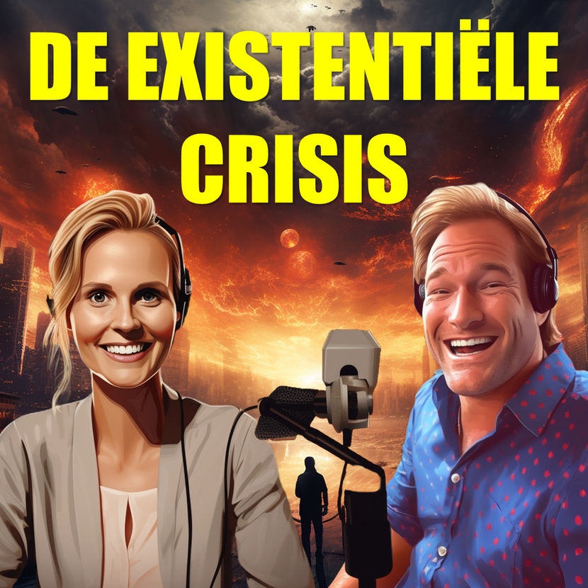 Gegenereerde illustratie van Charlotte en Ferdinand met tekst De Existentiële Crisis